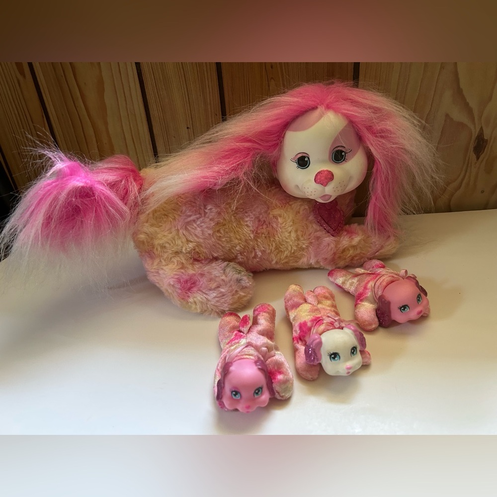 PUPPY SURPRISE BLOSSOM Mom +3 Baby Plush Tie dye
